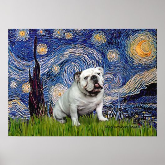 English Bulldog 8 - Starry Night Poster (Vorne)