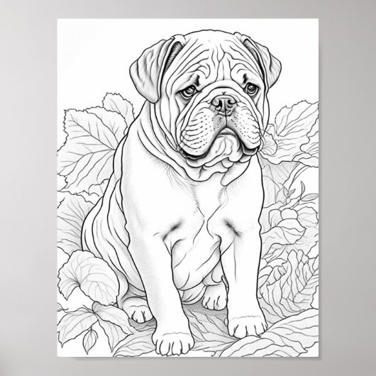 English Bulldog Adulting Coloring Poster (Vorne)