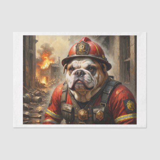 English Bulldog als Firefighter - Seidenpapier (Vorderseite)