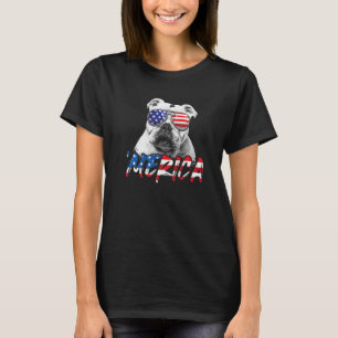 English Bulldog American Flag Patriotic Dog Juli T-Shirt