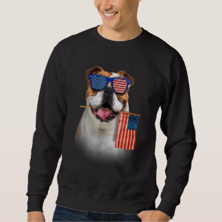 English Bulldog American Flag Patriotic English Bu Sweatshirt
