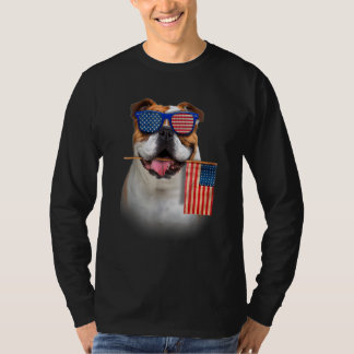 English Bulldog American Flag Patriotic English Bu T-Shirt