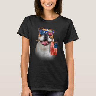 English Bulldog American Flag Patriotic English Bu T-Shirt