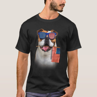 English Bulldog American Flag Patriotic English Bu T-Shirt