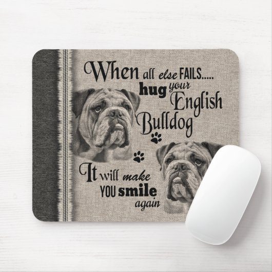 English Bulldog art, wenn alles versage Zitat Mousepad (Mit Mouse)