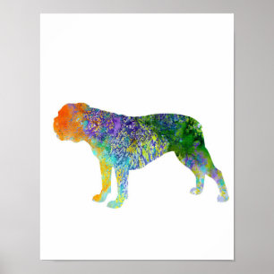 English Bulldog Art Wine Farbe der Wasseroberflä Poster