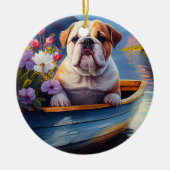 English Bulldog auf einem Paddel: Ein Landschaftli Keramik Ornament (Vorne)
