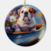 English Bulldog auf einem Paddel: Ein Landschaftli Keramik Ornament (Hinten)