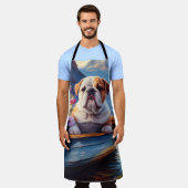 English Bulldog auf einem Paddel: Ein Landschaftli Schürze (Getragen)