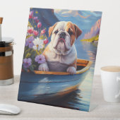 English Bulldog auf einem Paddel: Ein Landschaftli Sockelschild (In Situ)