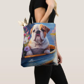 English Bulldog auf einem Paddel: Ein Landschaftli Tasche (Von Nahem)