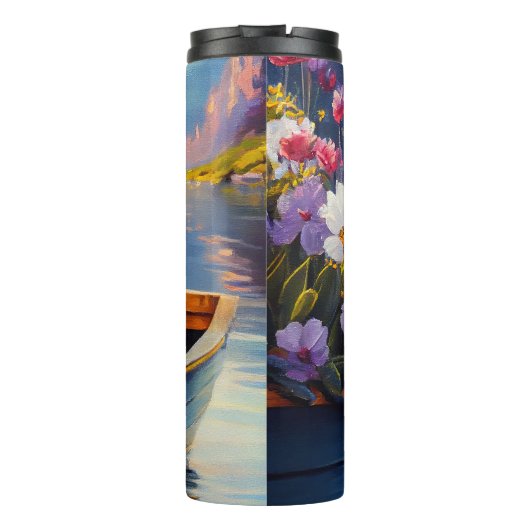 English Bulldog auf einem Paddel: Ein Landschaftli Thermosbecher (Rückseite)