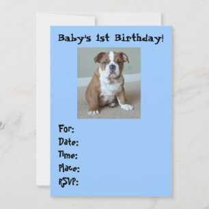 English Bulldog Baby Einladungen zum 1. Geburtstag