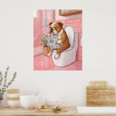 English Bulldog Bathroom Poster Wall Art Print (Küche)