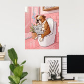 English Bulldog Bathroom Poster Wall Art Print (Heimbüro)