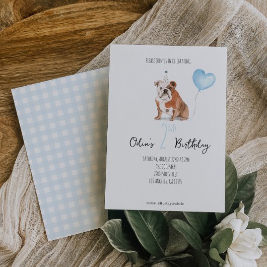 English Bulldog Birthday Einladung - Junge