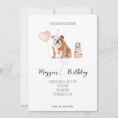 English Bulldog Birthday Einladung - Mädchen (Vorderseite)