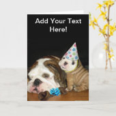 English Bulldog Birthday Karte (Gelbe Blume)