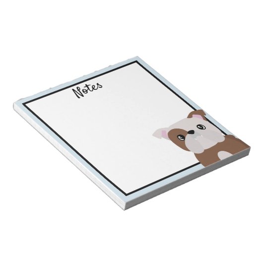 English Bulldog Blank Notepad Notizblock (angewinkelt)