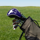 English Bulldog Blue Navy Golf Headcover (In SItu)