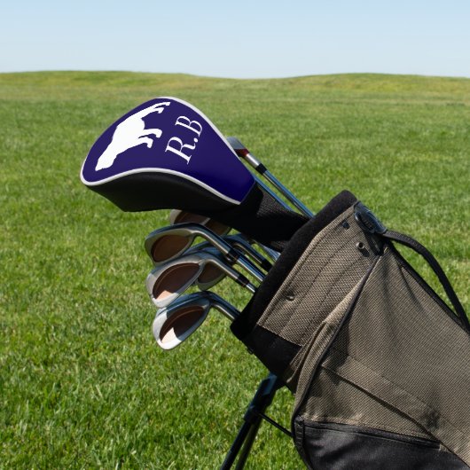 English Bulldog Blue Navy Golf Headcover (In SItu)