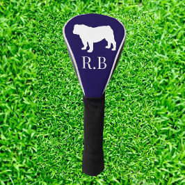 English Bulldog Blue Navy Golf Headcover