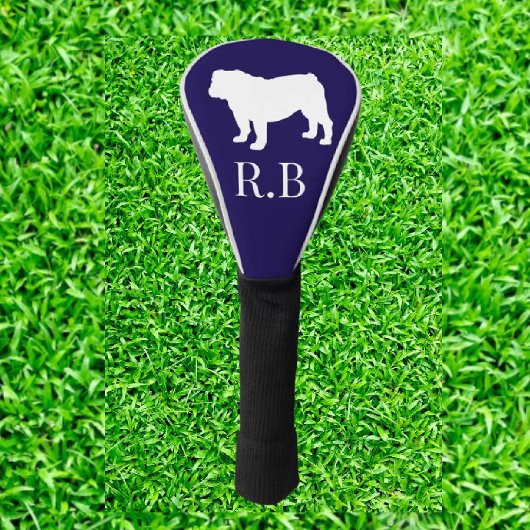 English Bulldog Blue Navy Golf Headcover