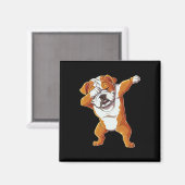 English Bulldog Boys Dab Dance Puppy Lover Magnet (Vorderseite/Rückseite)