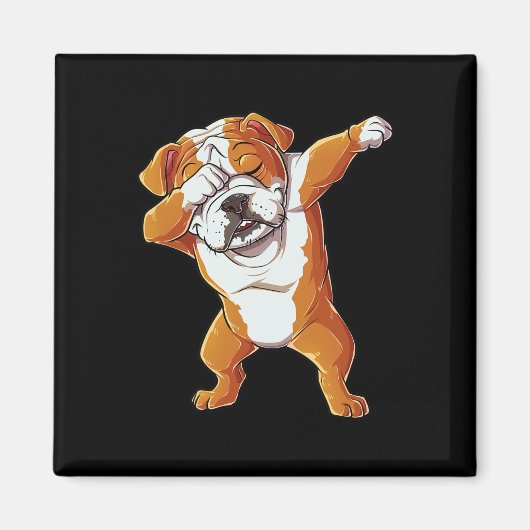 English Bulldog Boys Dab Dance Puppy Lover Magnet (Vorne)