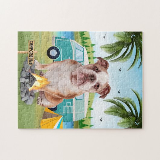 English Bulldog Camping Puzzle (Horizontal)