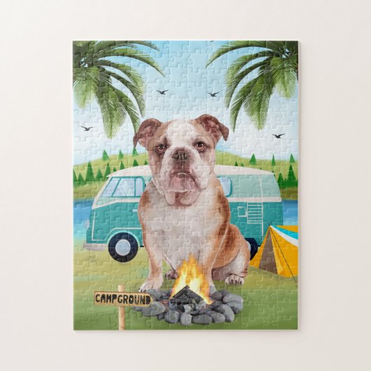 English Bulldog Camping Puzzle (Vertikal)