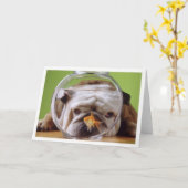 English Bulldog Card Karte (Gelbe Blume)