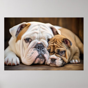 English Bulldog Cat Pet Animal Beauty Warme Cuddle Poster