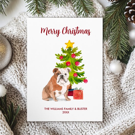 English Bulldog Christmas Card Feiertagskarte