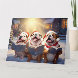English Bulldog Christmas Carolers Spaß Urlaub Karte
