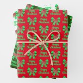 English Bulldog Christmas Dog & Green Bow Geschenkpapier Set (Beispiel)