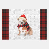 English Bulldog Christmas Dog und Kariert Geschenkpapier Set (Vorderseite)