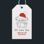English Bulldog Christmas Geschenkanhänger<br><div class="desc">Moderne,  coole,  niedliche,  rote,  schwarze und weiße Oh What Fun Christmas Geschenkmarke mit englischem Bulldog mit Weihnachtsmannmütze und humorvollem Zitat. Perfekte Wahl für jeden Hundefreund!</div>