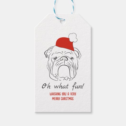 English Bulldog Christmas Geschenkanhänger (Vorderseite)