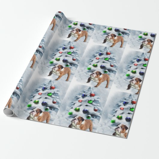 English Bulldog Christmas Geschenkpapier (Ungerollt)