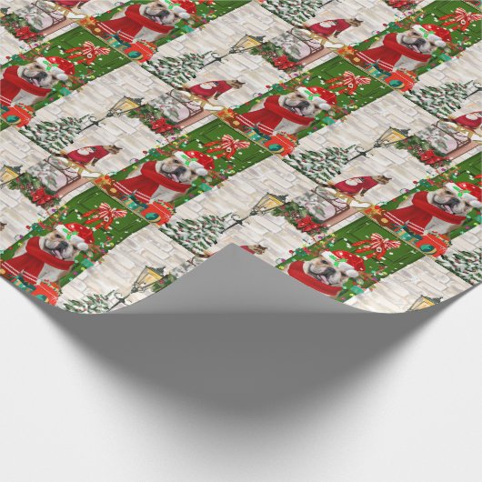 English Bulldog Christmas Geschenkpapier (Ecke)