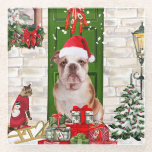 English Bulldog Christmas Glasuntersetzer