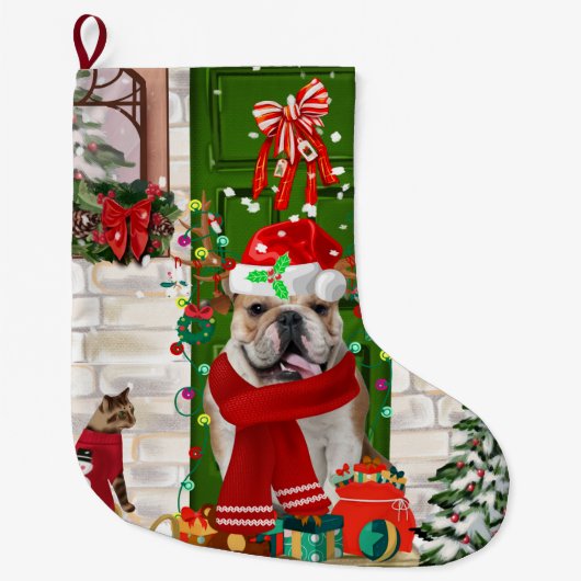 English Bulldog Christmas Großer Weihnachtsstrumpf (Vorderseite)