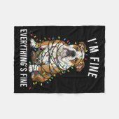 English Bulldog Christmas I'm Fine Everything Is F Fleecedecke (Vorderseite (Horizontal))