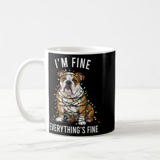 English Bulldog Christmas I'm Fine Everything Is F Kaffeetasse (Links)