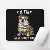 English Bulldog Christmas I'm Fine Everything Is F Mousepad (Mit Mouse)