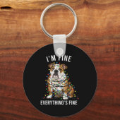 English Bulldog Christmas I'm Fine Everything Is F Schlüsselanhänger (Vorderseite)