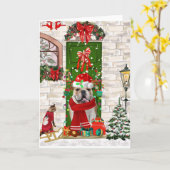 English Bulldog Christmas Karte (Gelbe Blume)