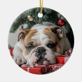 English Bulldog Christmas Keramik Ornament (Vorne)