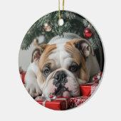 English Bulldog Christmas Keramik Ornament (Links)